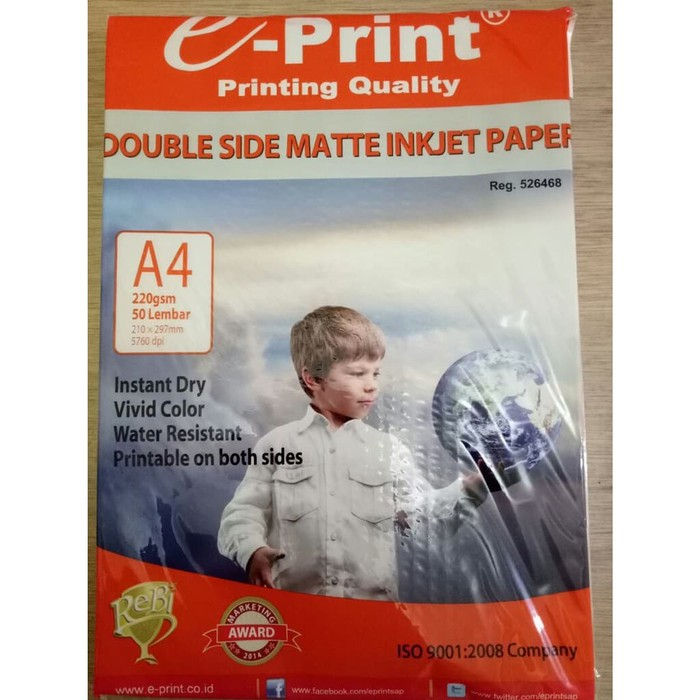 

Eprint Kertas Foto Double Side Matte Inkjet Paper A4 220gsm isi 50lembar