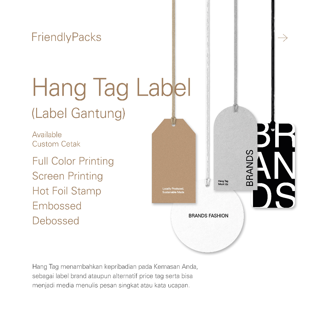 

Custom Cetak Desain Hang Tag Unik / Label Price Tag Pakaian