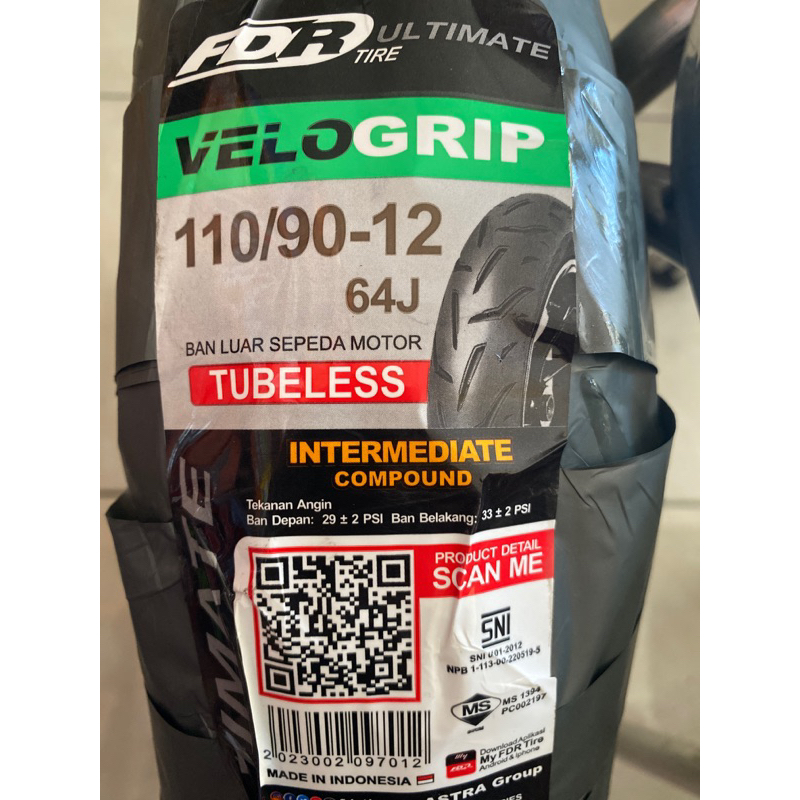 Ban luar 110/90-12 FDR Velogrip