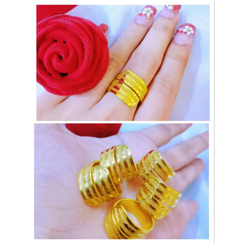 Cincin Motif Lilit Dua Polos Pasir Bahan Crum Asli Murah Awet Tahan Lama Menyerupai Emas Asli