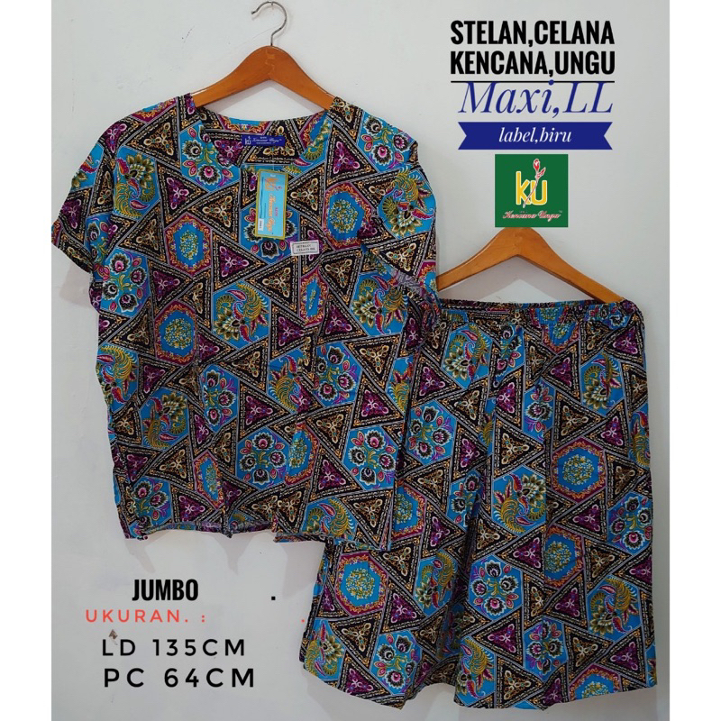 RB3 SETELAN BABY DOLL JUMBO KENCANA UNGU LABEL BIRU MAXI LL LD.135 CM / BAJU TIDUR SANTAI WANITA