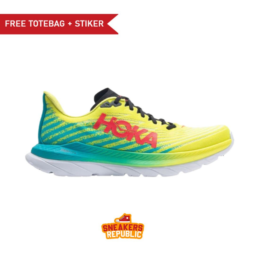 SEPATU HOKA ONE MACH 5 YELLOW GREEN RUNNING SPORT ORIGINAL AUTHENTIC