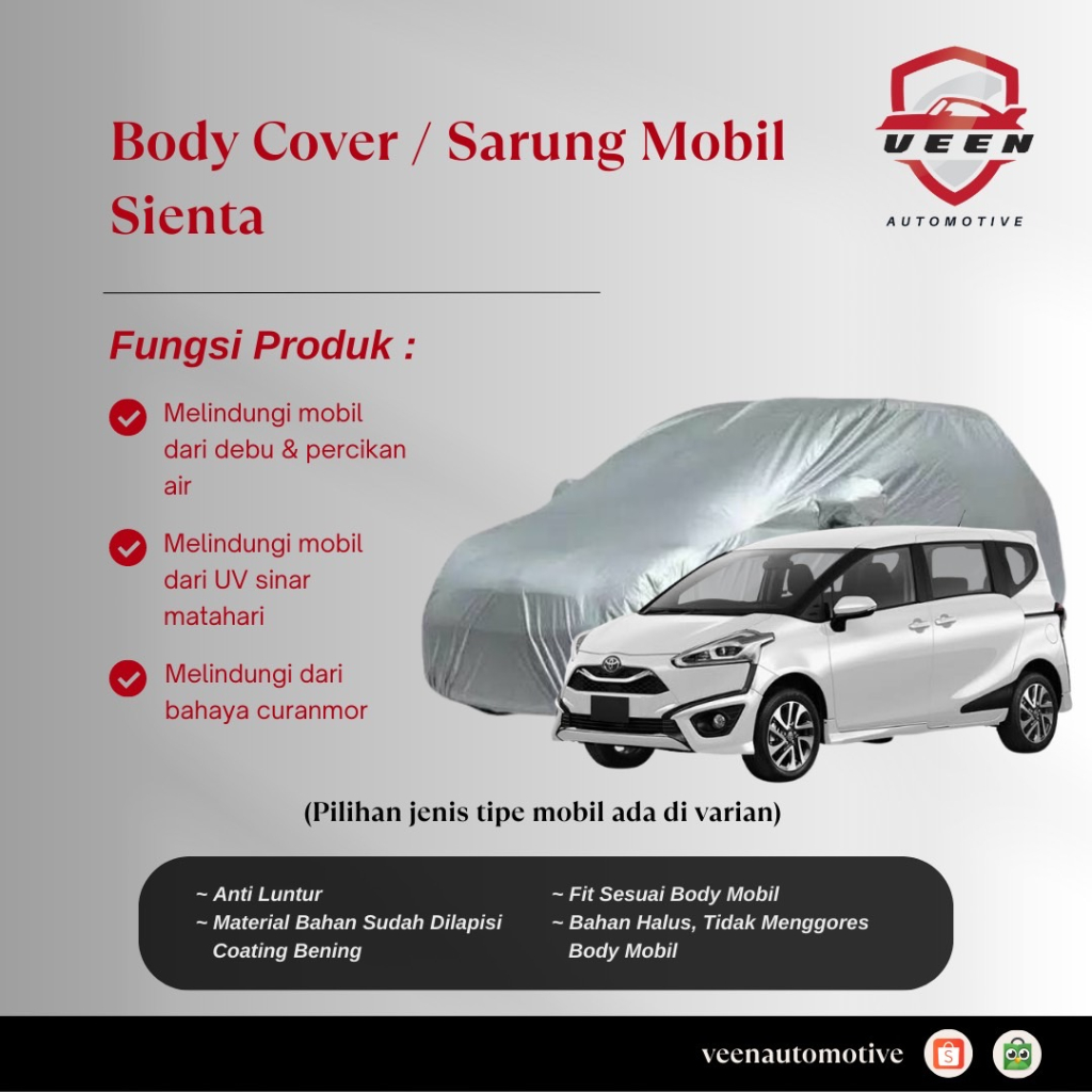 Sarung Mobil Toyota Sienta / Body Cover Sienta