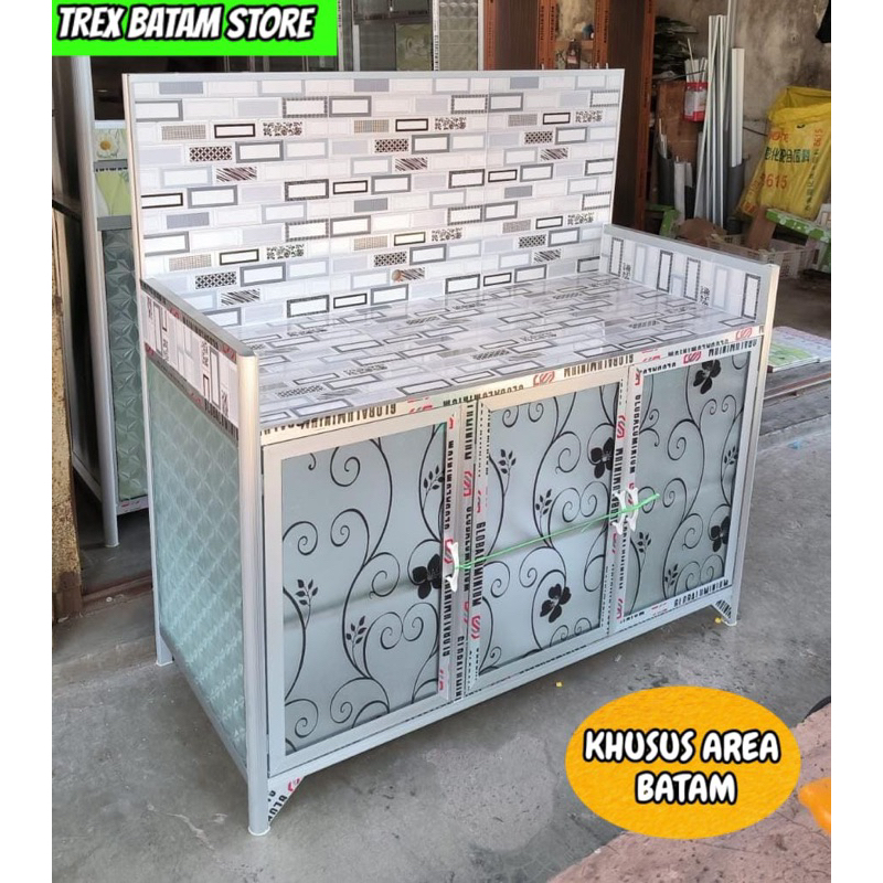 RAK LEMARI KOMPOR DAPUR ALUMINIUM KACA SERBAGUNA [ BATAM ]