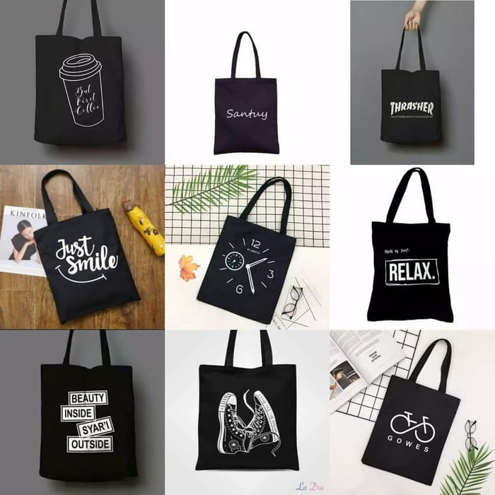 TOTEBAG KUCING / TAS FASHION KULIAH SEKOLAH / TAS TOTE PRIA WANITA / SLINGBAG KANVAS / COD READY MAK