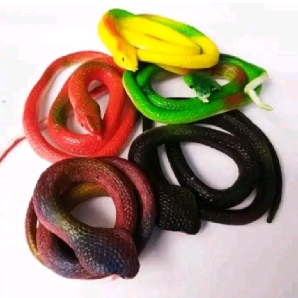 Mainan Hewan Ular Ularan Karet K201 Murah / Mainan Figure Ular Karet Multiwarna / Mainan Edukasi Hew