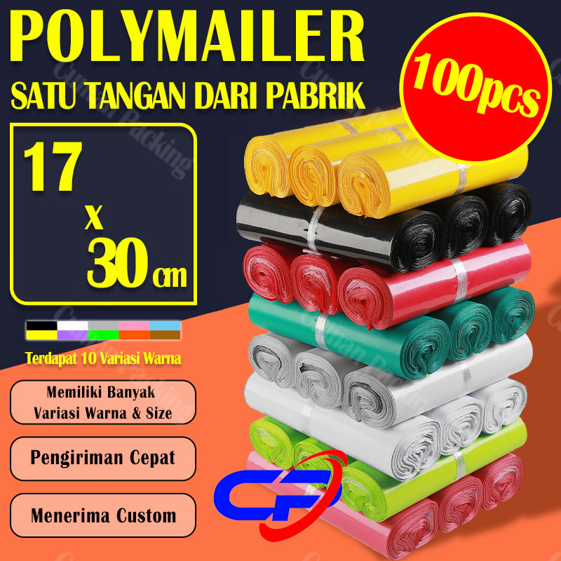 Kantong Plastik Packing Polymailer Olshop 17X30CM Isi 100pcs Warna Warni Termurah