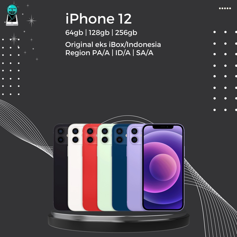HANDPHONE IP 12 64GB 128GB 256GB SECOND ORIGINAL FULLSET EX INDONESIA/IBOX