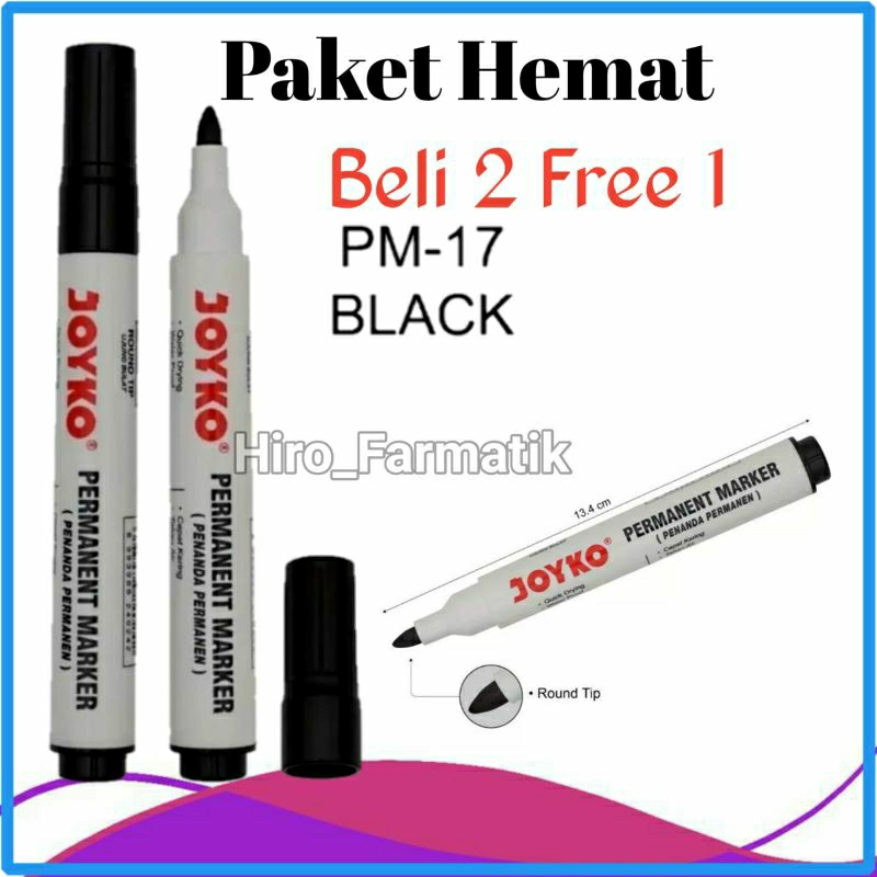 

Beli 2 Gratis 1 Spidol Permanen Papan Tulis Whiteboard Joyko Warna Hitam Waterproof Tahan Air PM-17 Black Awet