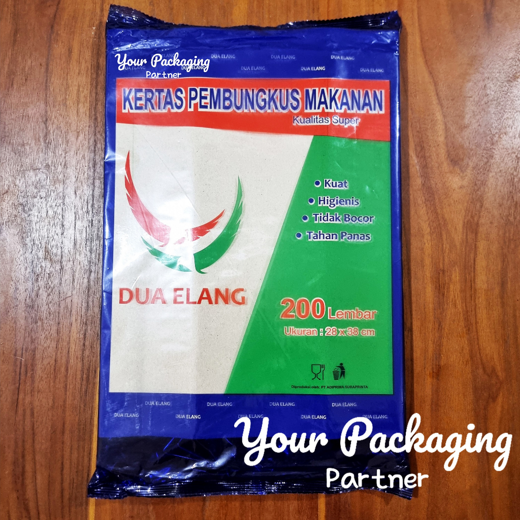 KERTAS PEMBUNGKUS NASI KERTAS MINYAK COKLAT DUA ELANG 200 LEMBAR KEMASAN NASI BUNGKUS DLL