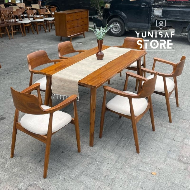 Meja Makan Minimalis Kursi Model Japandi / Meja Makan Japandi Scandinavian
