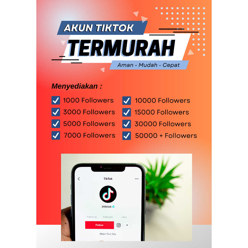 Jual Akun tiktok ber followers di atas 10k 10000 100k 100000 lebih terpercaya bergaransi