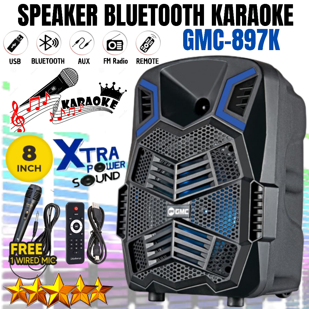 TERMURAH~Speaker bluetooth GMC 897K 8 inch free remote + mic karaoke // GMC 897-K Speaker Portable A
