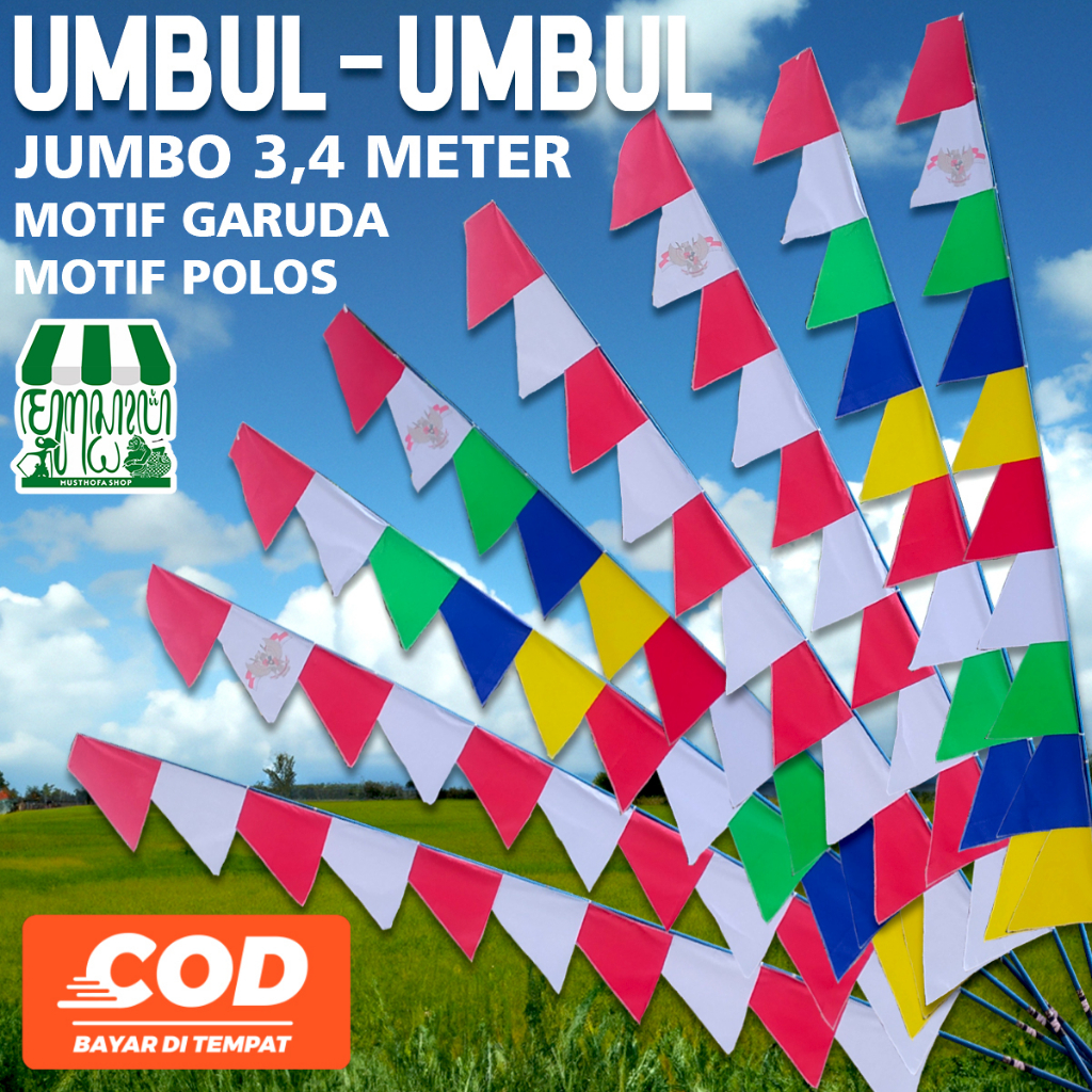 umbul umbul mata 10 umbul-umbul bendera merah putih 10 mata murah sablon garuda polos