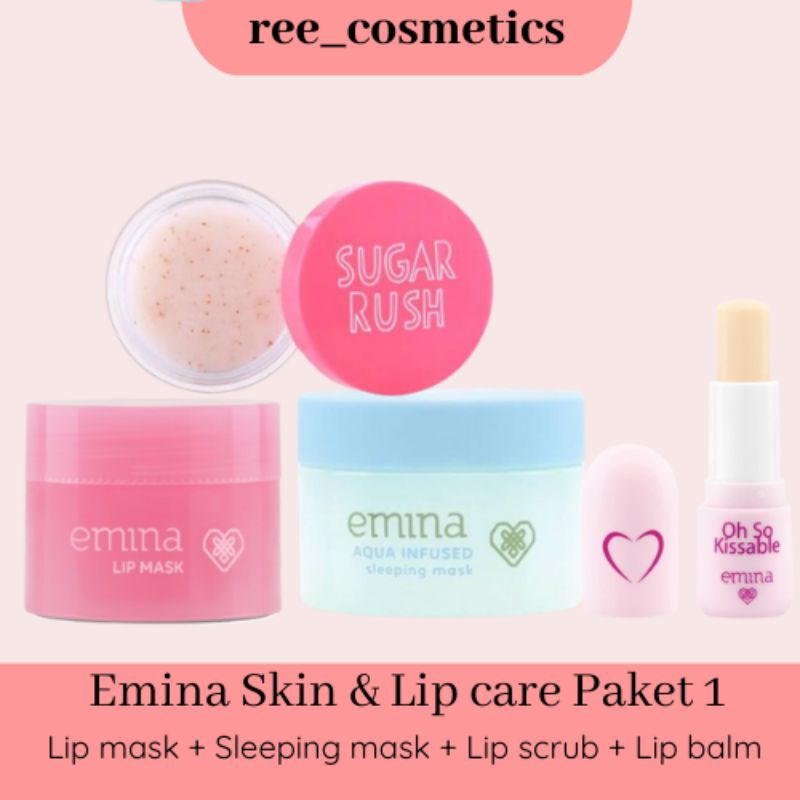 Emina Skin &amp; Lip Care Paket Lengkap Skincare Remaja | Paket Skincare Emina 1 Set