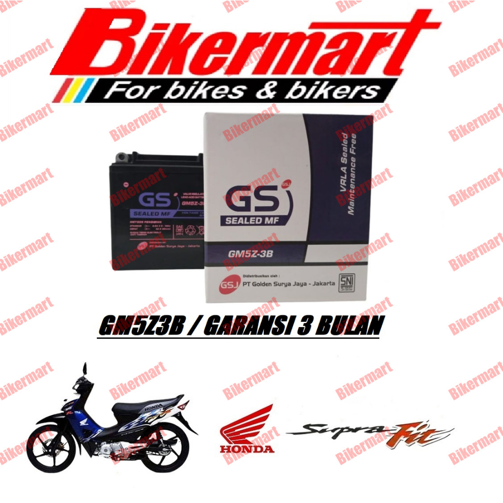 Aki Motor Honda Supra Fit New GM5Z3B Accu Kering MF