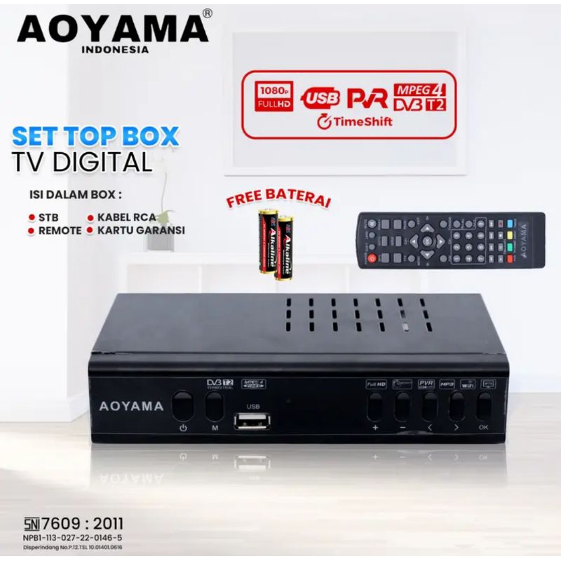 SET TOP BOX  AOYAMA Untuk Tv digital STB Penerima siaran full HD Bisa Youtube Garansi Resmi /STB