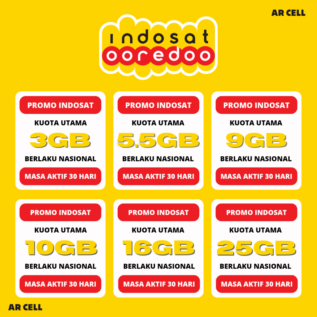 Paket Data IM3 FREEDOM Kuota Internet Indosat Ooredoo FREEDOM U 3GB 9GB 16GB 25GB