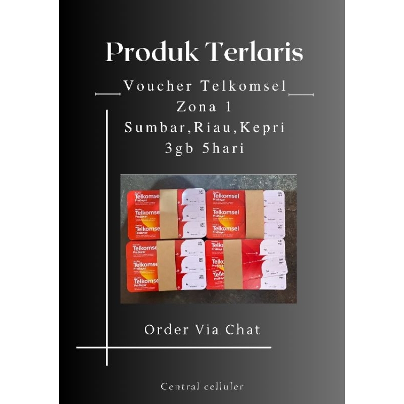 VOUCHER TELKOMSEL 3GB/5HARI PALING MURAH ( ZONA 1 ) SUMBAR,RIAU,KEPRI ( ORDER VIA CHAT )