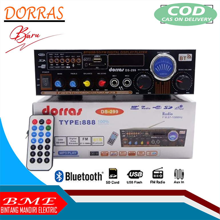 Power Amplifier DORRAS DS-299 Amplifier Bluetooth MP3 FM Radio USB SD Karaoke