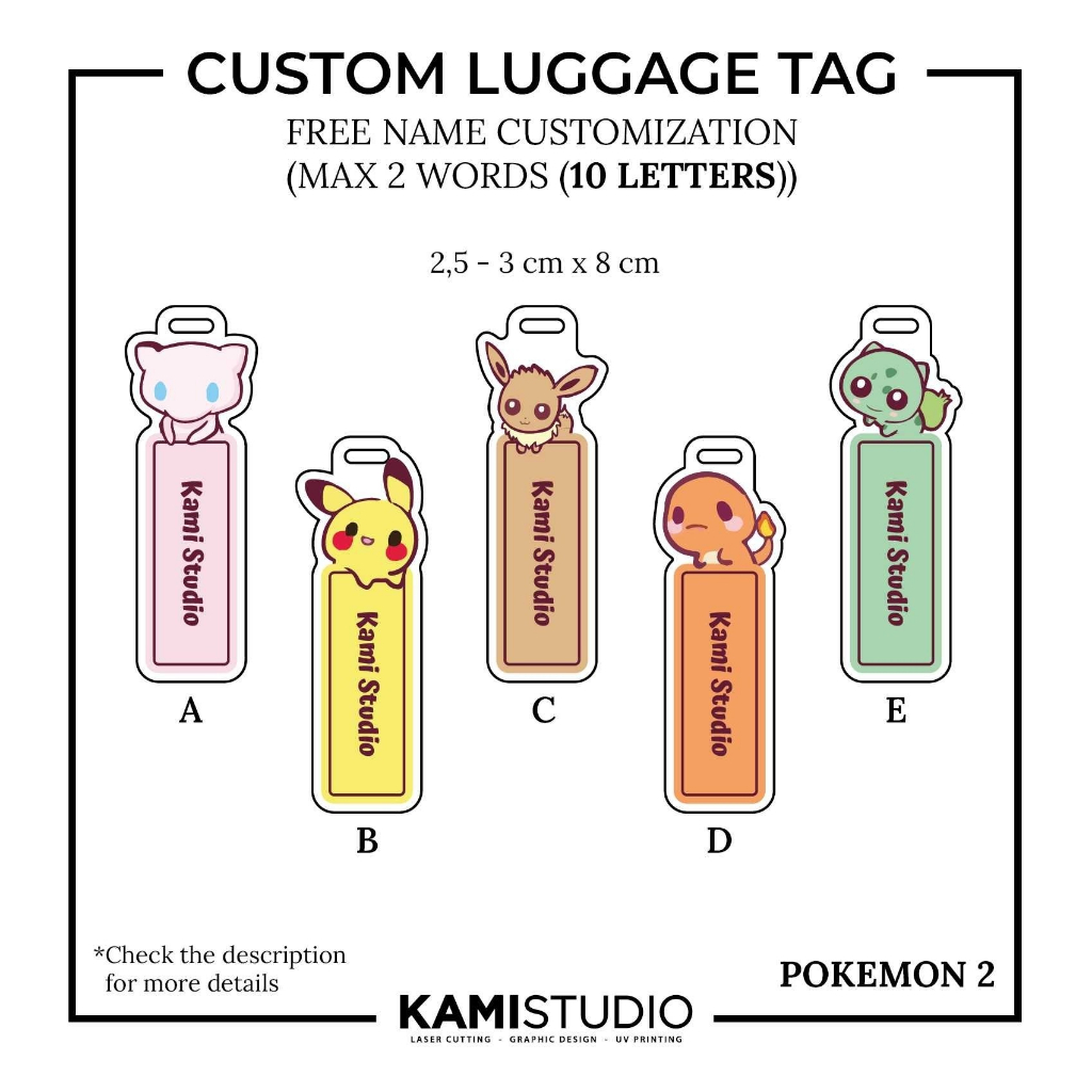 LUGGAGE TAG POKEMON/ GANTUNGAN KOPER  / GANTUNGAN TAS NAMA / BAG TAG PRINTING POKEMON / KADO CUSTOM 