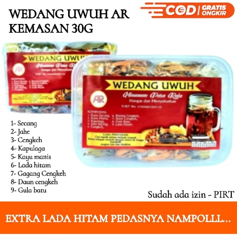 

RL [GROSIR] WEDANG UWUH AR KOMPLIT KEMASAN BESAR 30gr ISI 8pcs