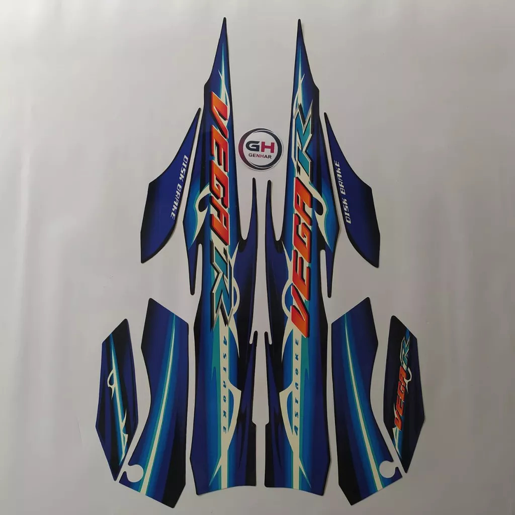 stiker striping yamaha vega r new 2007 hitam biru lis body original