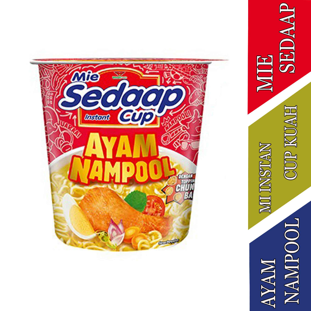 

Mie Rasa Ayam Nampol - Mie Sedap Cup - Mie Instan Kuah - 75gr