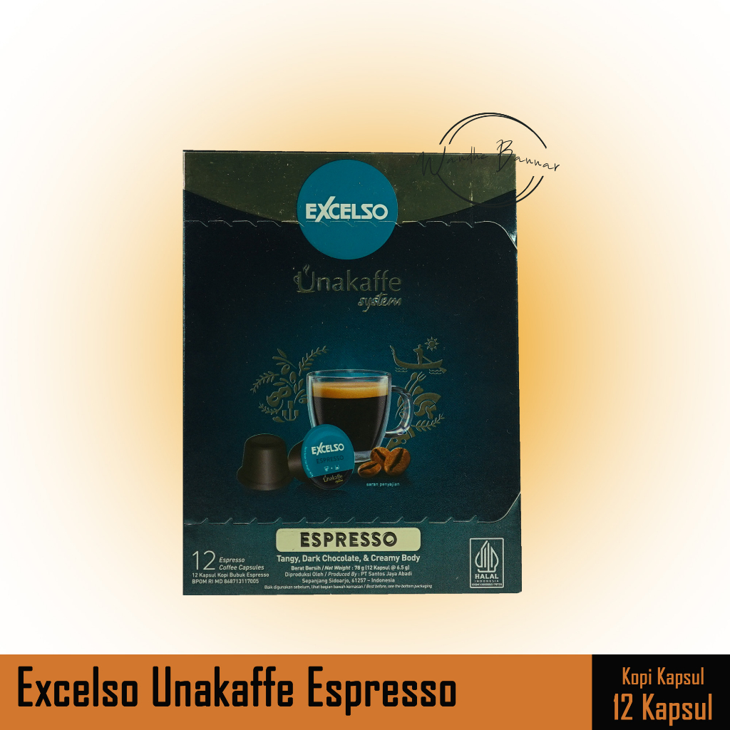 

Kopi Kapsul Excelso Unakaffe Espresso ( 12 Kapsul Kopi @6g )