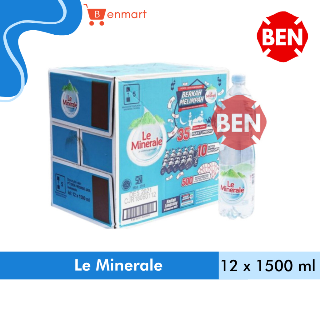 

LE MINERALE 1500ml 1500 ml 1 Dus 12 Botol - Air Mineral Murah Besar