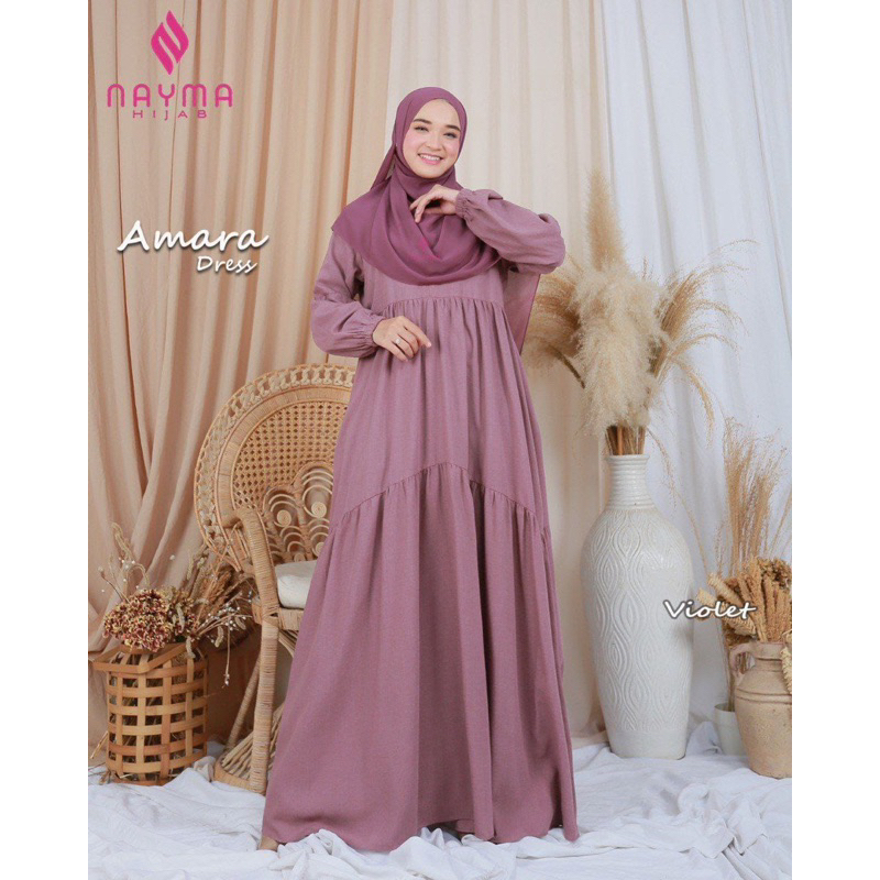 AMARA DRESS BY NAYMA HIJAB WARNA VIOLET BAHAN SUPERNOVA