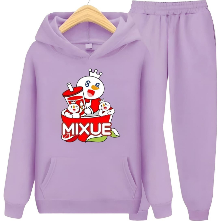 Setelan Sweater Hoodie Anak Perempuan Motif Mixue Lemon Tea Umur 6 Tahun - 12 Tahun Setelan Hoodie S