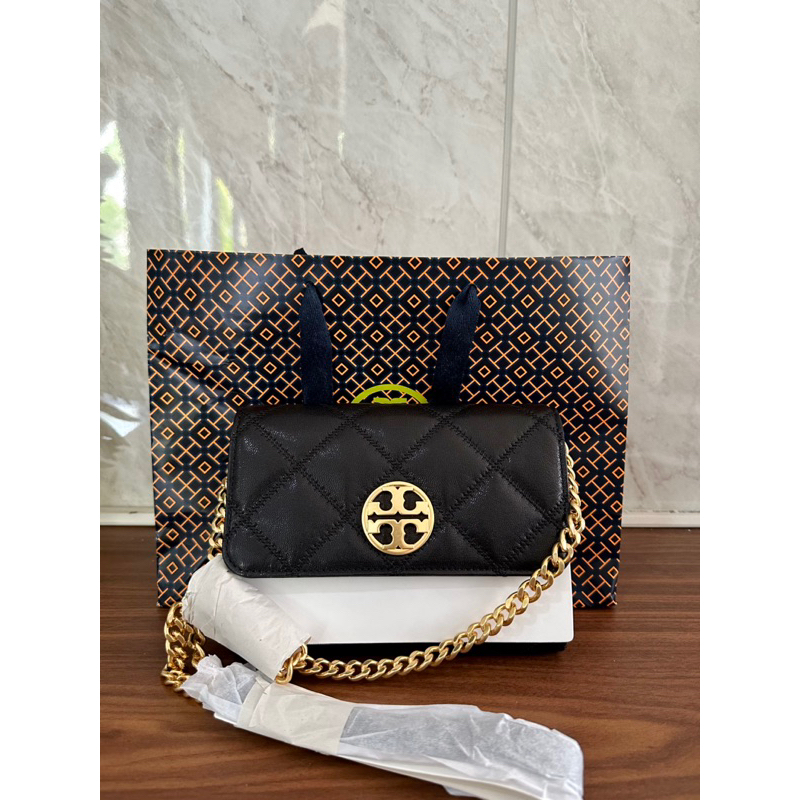 TORY BURCH WILLA Original Chain Wallet Bag Black
