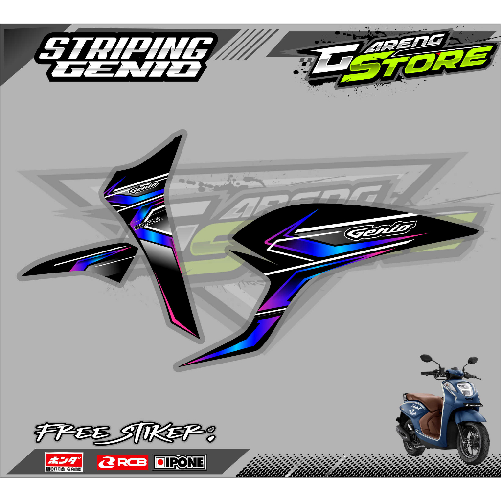 STRIPING VARIASI MOTOR HONDA GENIO / STICKER LIST VARIASI MOTOR GENIO