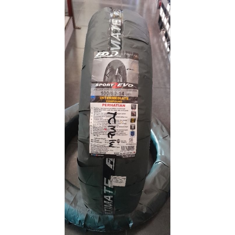 FDR SPORT ZEVO 100/80-14 TUBELESS BAN LUAR FDR MATING RING 14 TUBELESS