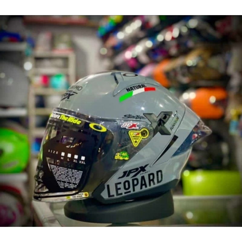 Helm Half Face JPX Nova Paket Ganteng Leopard Original