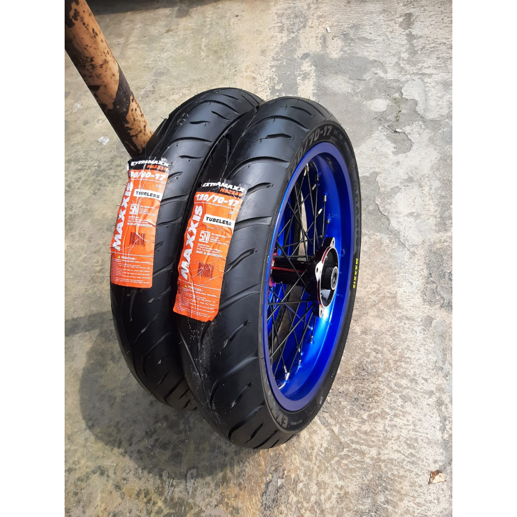 Wheelset Supermoto dtracker ring 17 roda set klx sumo velg rossi 300 350 ban maxxis baru