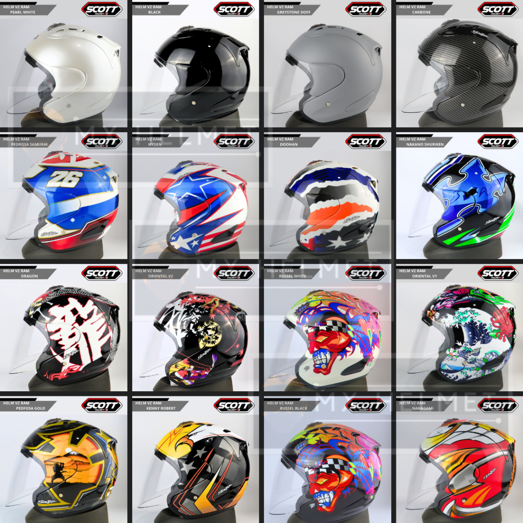 Helm Scott Vzram / RAM 4/ R5 / AR*I Helm Half Face + Free stiker / Helm Ala ala AR*I TSR / Helm SNI