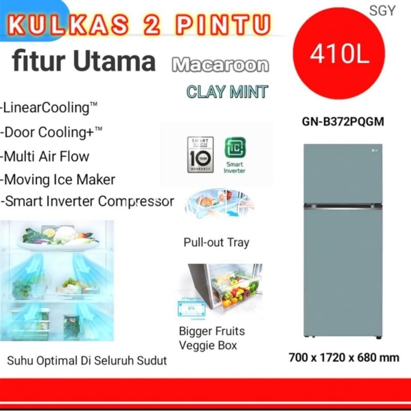kulkas LG 2 pintu GN-B372PQGM Hemat listrik
