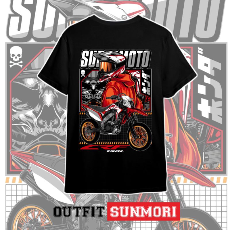 KAOS SUPERMOTO CRF HONDA CRF150L MERAH MODIFIKASI SIMPLE RACING SUNMORI
