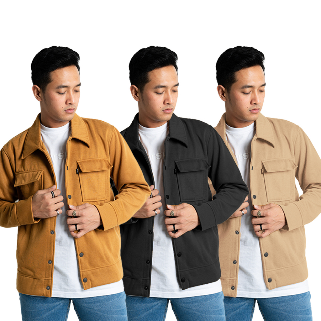 Otsky Jacket Shacket Fleece Jaket Pria Tebal