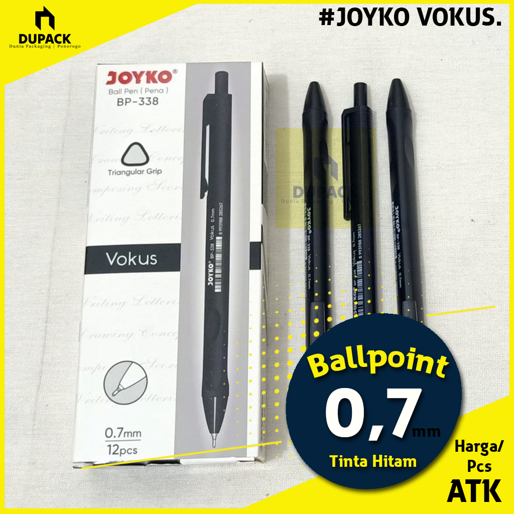 

Pulpen Ballpoint 0,7 mm Warna Hitam Joyko Vokus