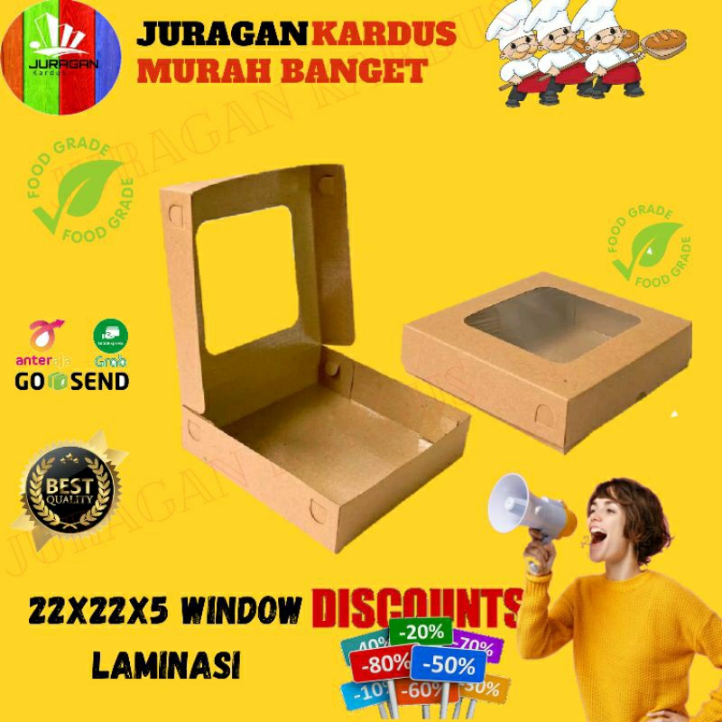 

Kotak Kue Roti Hampers Box,Brownies Dus Kraft Jendela 22x22x5