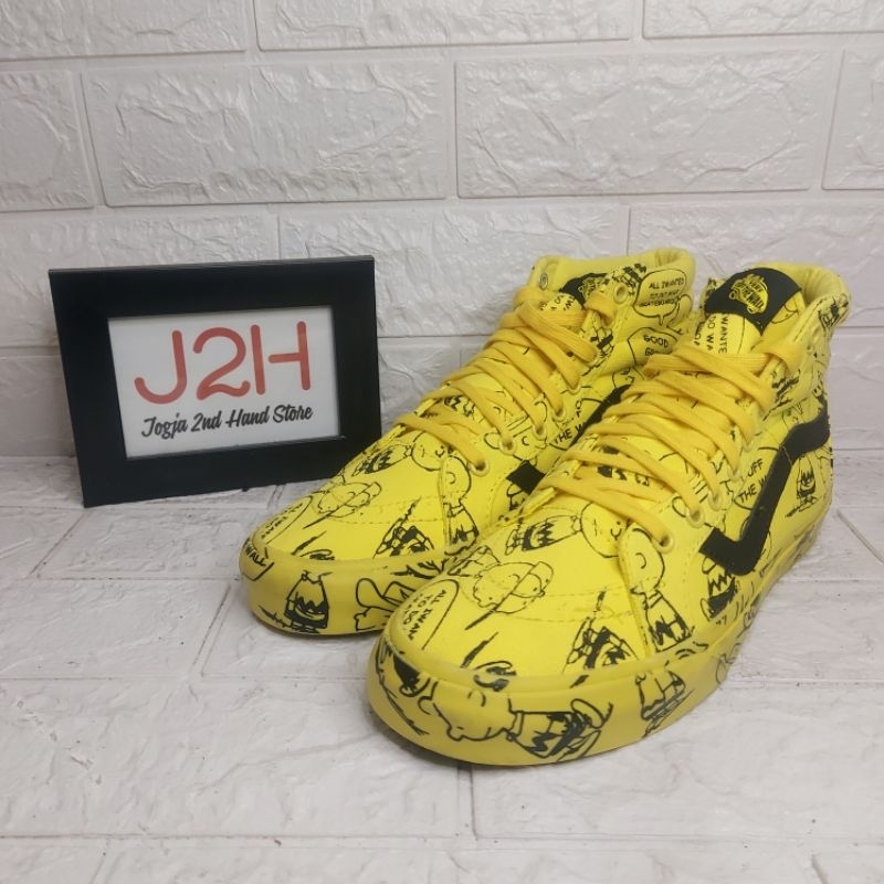 Sepatu Vans Sk8-Hi Peanuts Charlie Brown Size 42 In Sole 27cm Made in China Warna Kuning (Ada Boks O