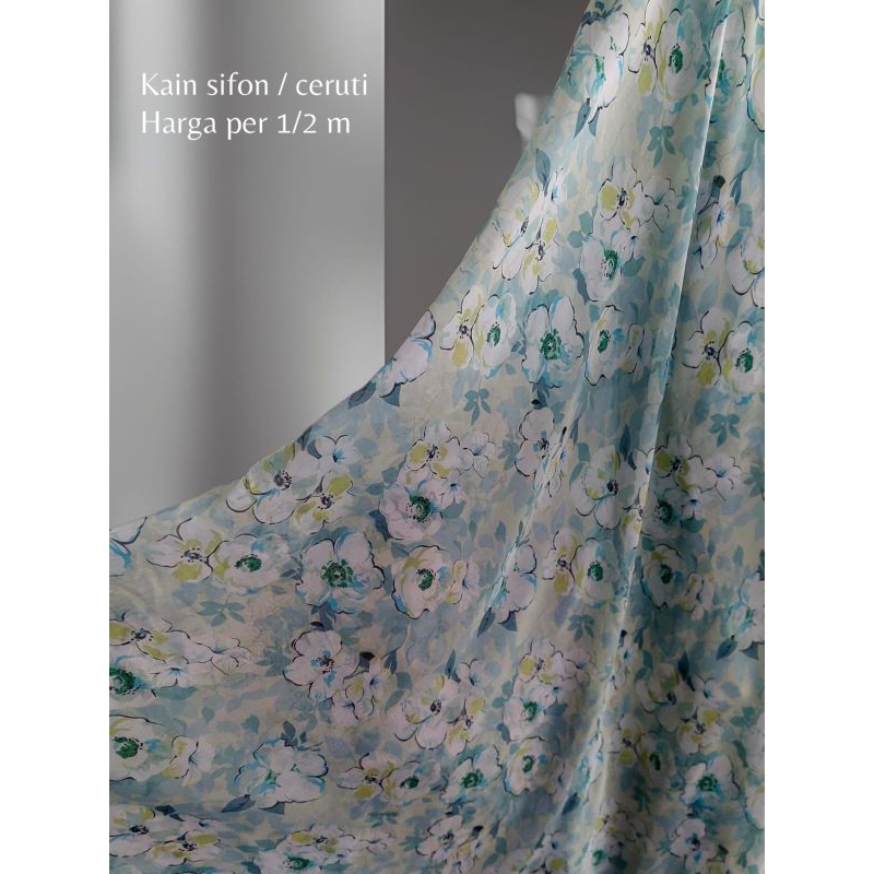 bahan sifon motif premium kain ceruty bunga