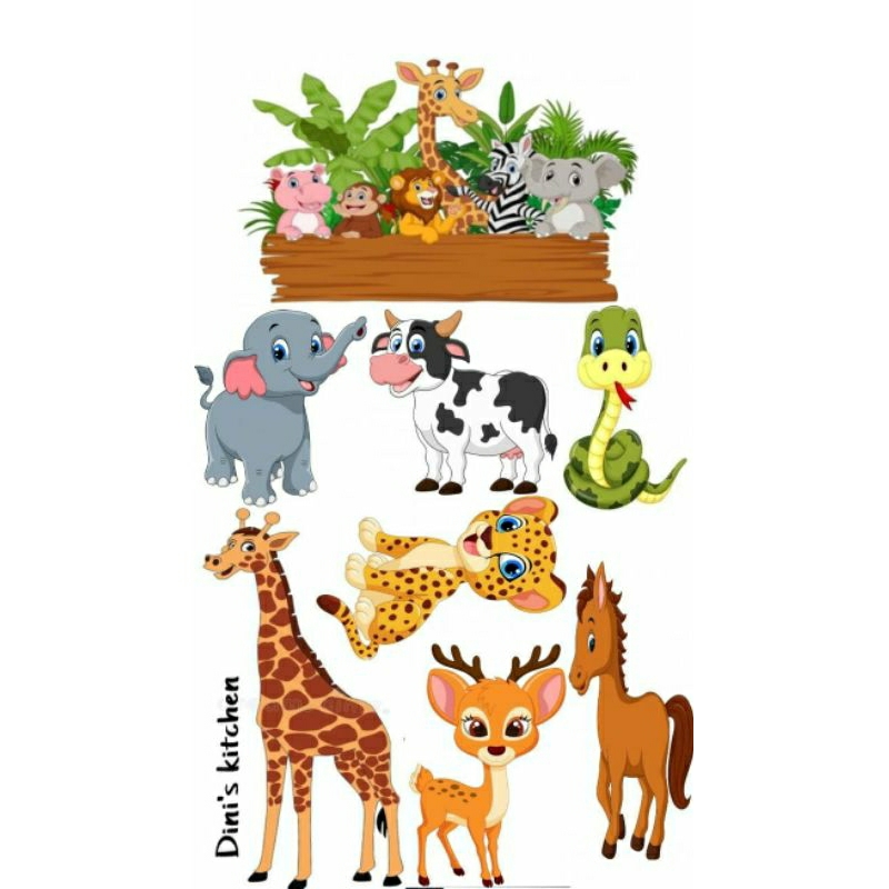 Custom Nama cake Topper HappyBirthday Tema Binatang /  Animal