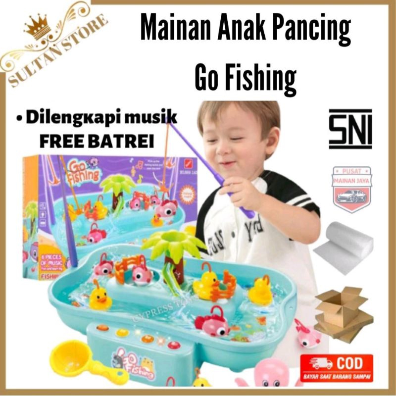 Mainan pancing ikan go fishing magnet anak pancingan ikan mainan anak set lengkap murah FU1116
