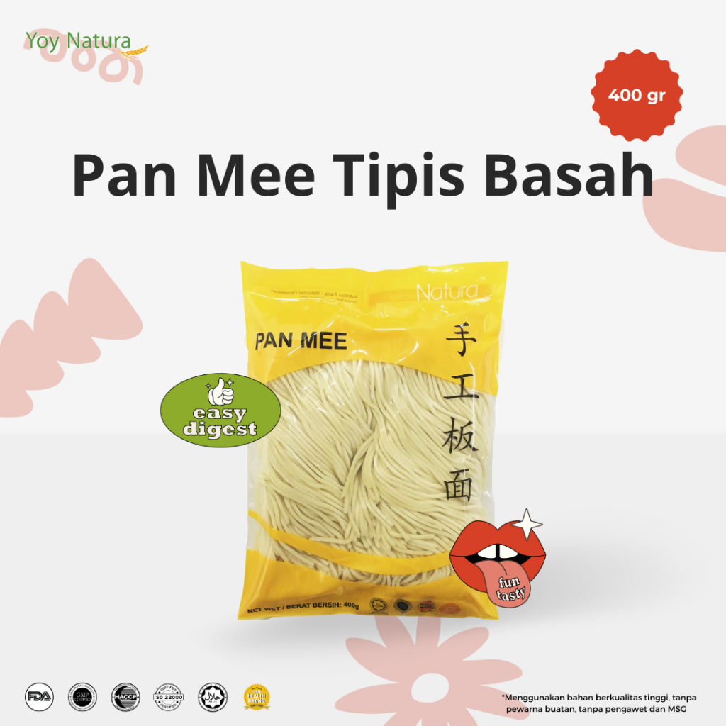 

Yoy Natura Mi Basah Pan Mee Tipis / Pan Mee Malaysia Tipis / Mi Banmian 400g [HALAL]