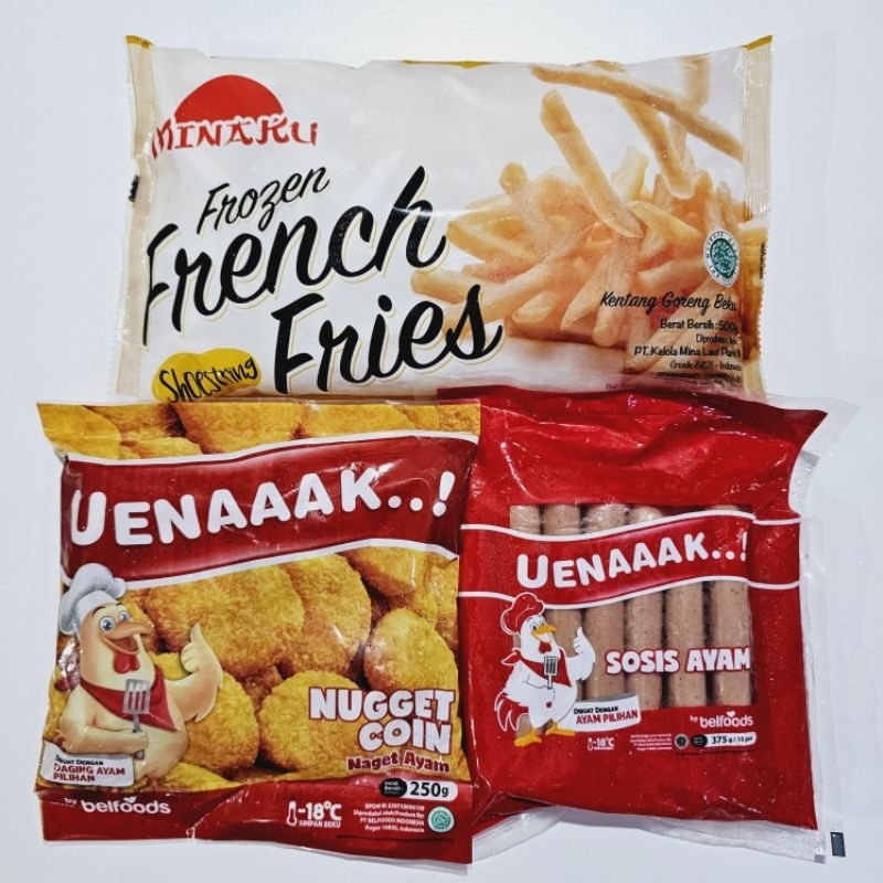 

[PAKET HEMAT] MINAKU kentang+BELFOODS nugget+BELFOODS sosis