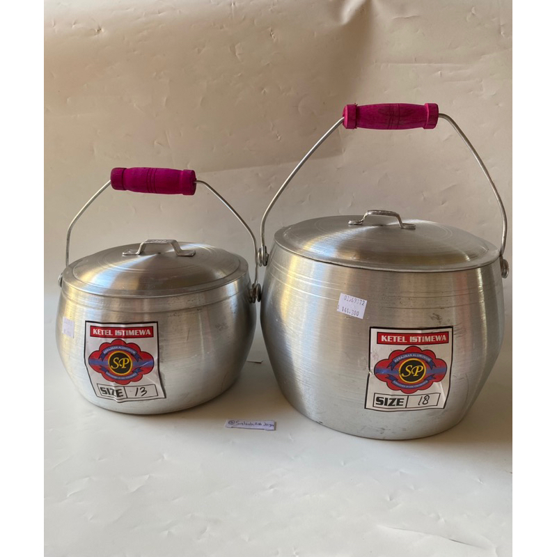 Ketel Istimewa Size 18 16 15 14 13 Periuk priuk periyuk Nasi Merk SP Merah Alumunium Cor Handle Kayu